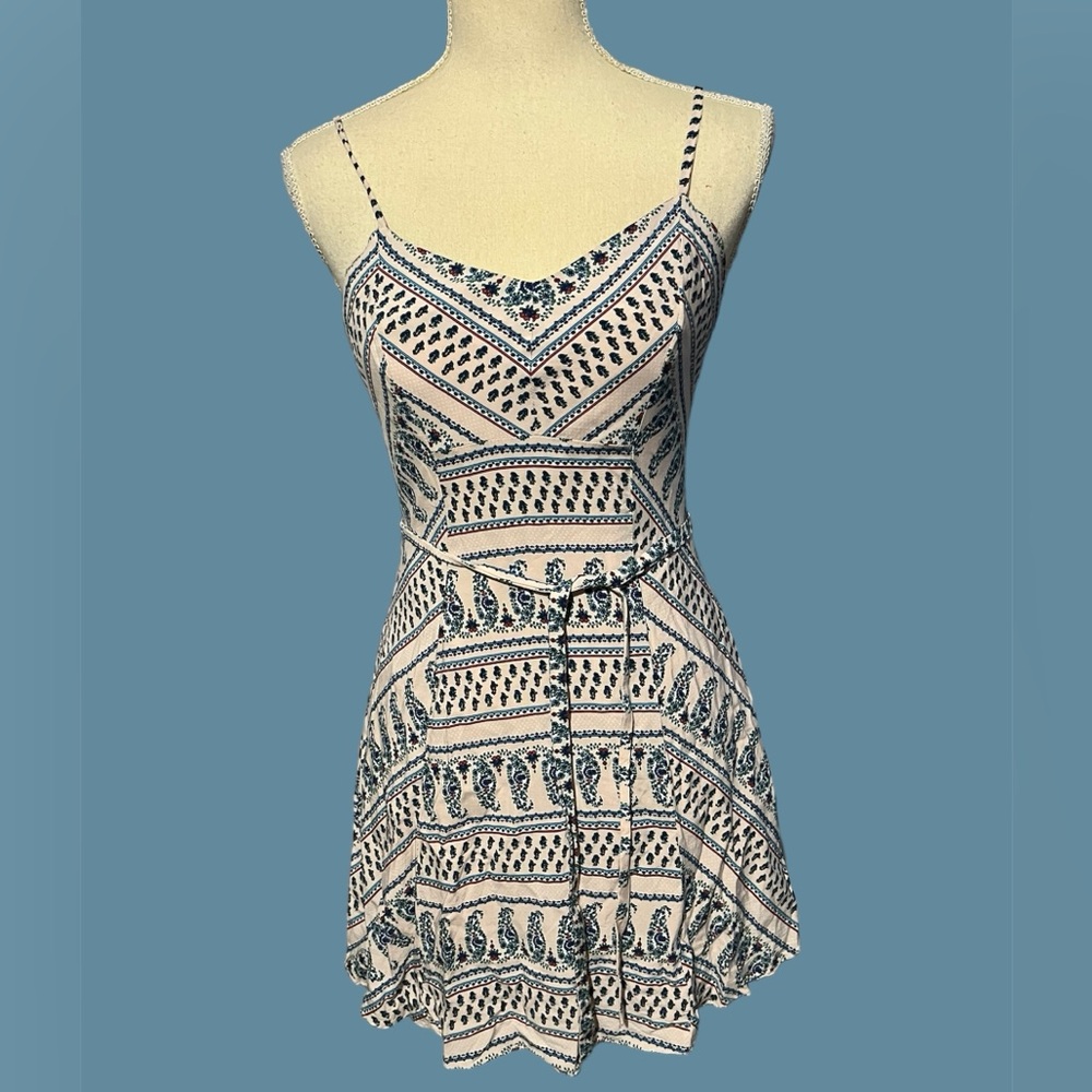 Everly mini dress spaghetti straps pink and blue size medium